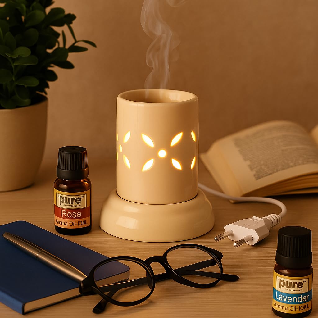 Pure Source India Electric Diffuser for Home (10 ml Aroma Oil Rose & Lavender Fragrance)