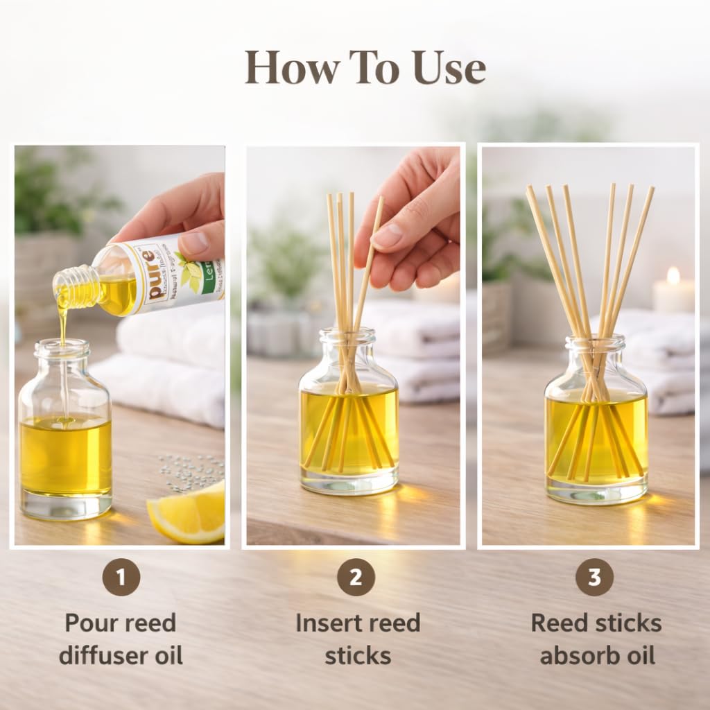 Pure Source India 100ML Vanilla Aroma Reed Diffuser Refill , 8 Pcs Reed Stick Coming Free With This Reed Diffuser Oil