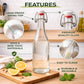 Pure Source India Premium 1 Litre Glass Water Bottle with Airtight Flip Top Cap | Leakproof & Reusable Bottle for Water, Juice, Oil, Vinegar