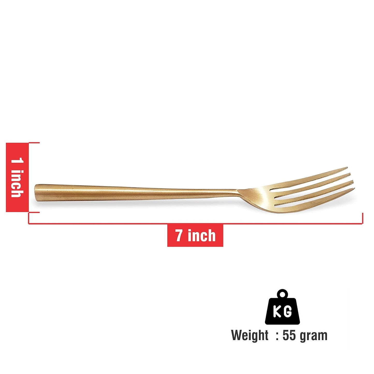 Pure Source India Brass Spoon & Fork Set, 2 Piece | 7 Inch Table Spoon & Fork | Traditional Brass Cutlery for Kitchen, Dining, Pooja, Diwali Gift & All Occasions