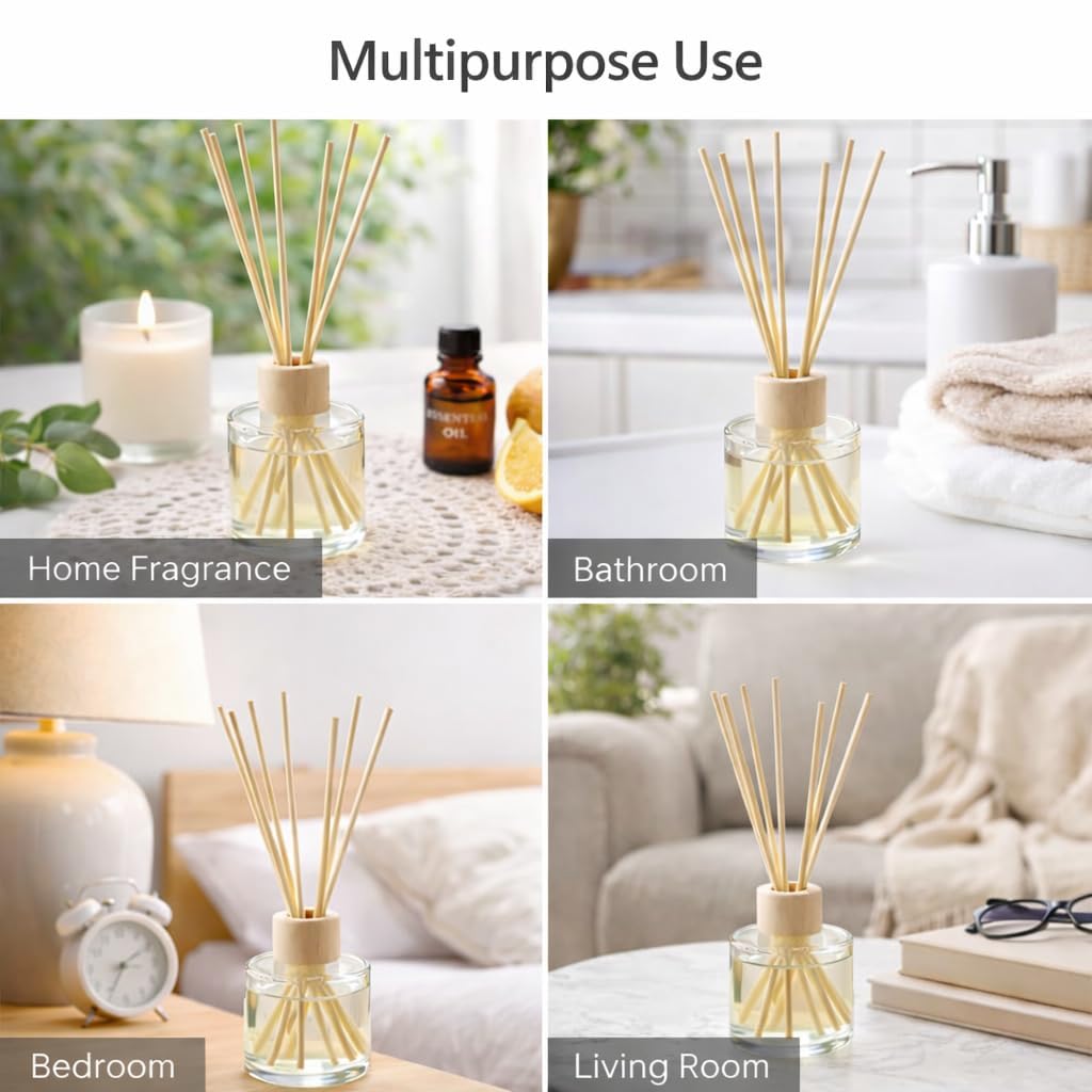 3mm Natural Rattan Reed Diffuser Sticks – 100 Pcs for Aroma Diffuser, Essential Oils, Fragrance Diffuser, Home Room Air Freshener, Spa & Office