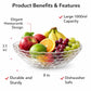 Pure Source India Glass Fruit Bowl 9 Inch Decorative Serving Bowl (1000ml Capacity)