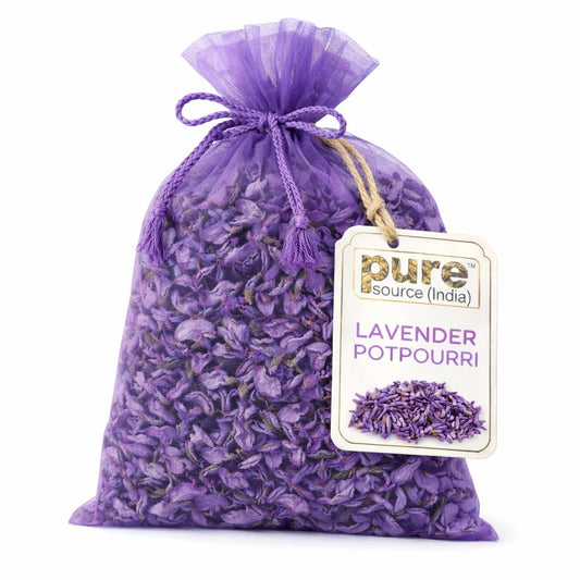 Pure Source India 130gm Scented Lavender Potpourri – Decorative Fragrant Dried Flower Petals for Home & Gift Use