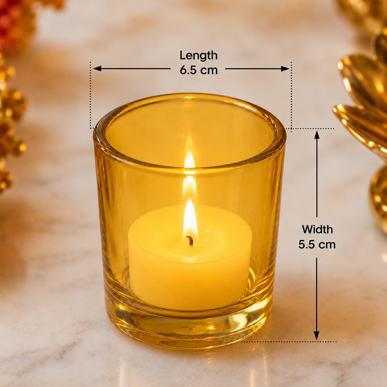 Pure Source India Yellow Glass Votive Tealight Candle Holder - 4 Piece