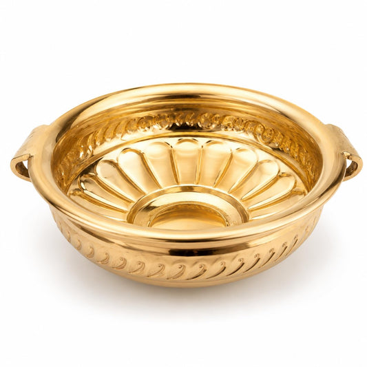 Pure Source India Handmade Brass Urli Bowl for Home Decor & Puja | Decorative Floating Flower Bowl for Entrance, Living Room, Festivals, Diwali Decoration (12 Inch)