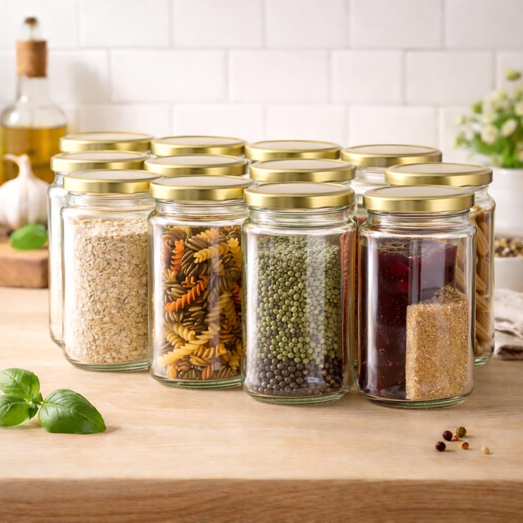 Pure Source India 750ml Clear Glass Jar with Airtight Metal Lid | Storage Jar for Kitchen, Pantry, Spices & Crafts