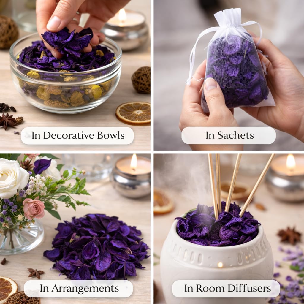 Pure Source India Blue, Potpourri – Natural Dried Flower Fragrance Lavender | Long Lasting Home Fragrance | Decorative Bowl Filler | Wardrobe & Car Freshener | Essential Oil Infused (Blue, 100gm)
