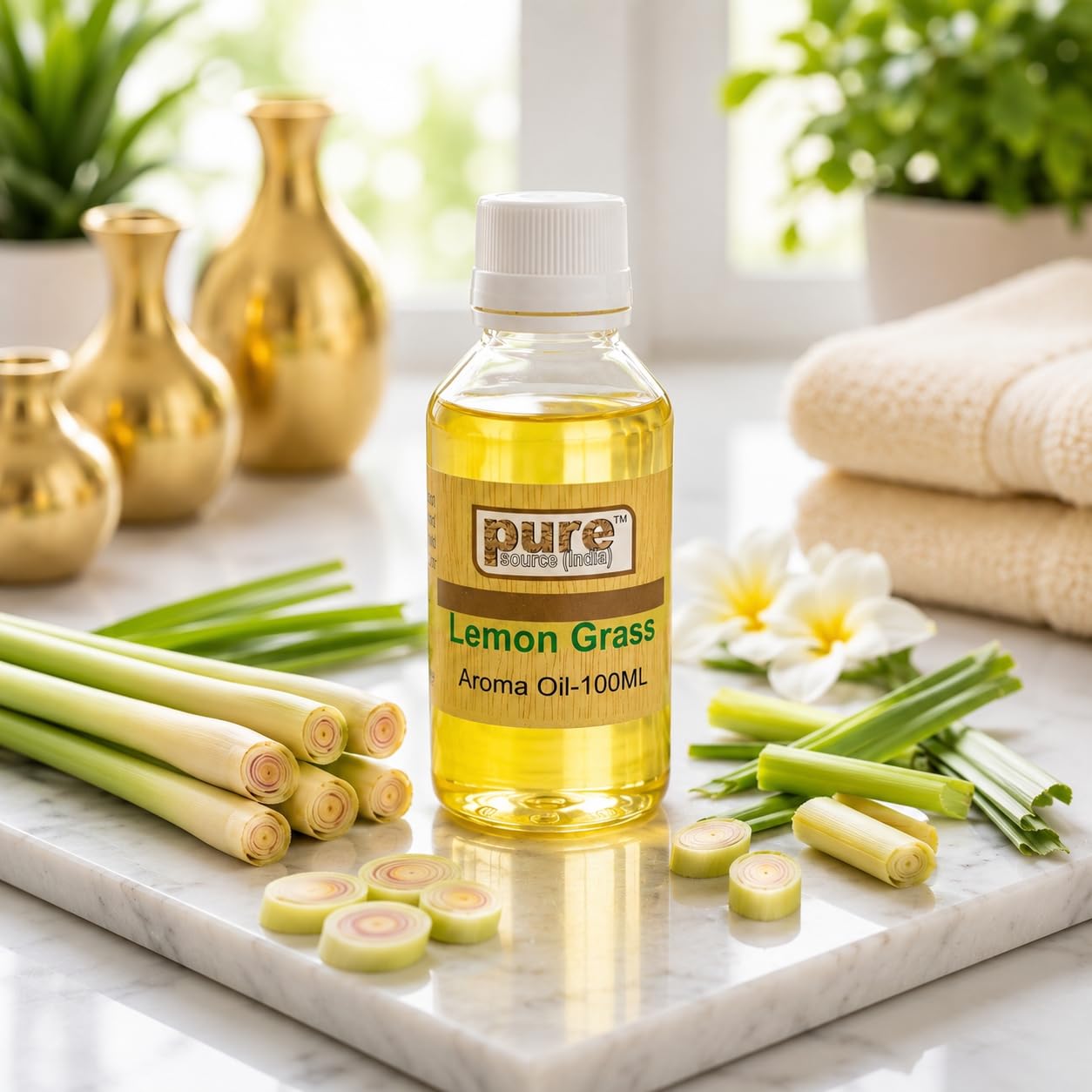 Pure Source India Lemongrass Aroma Oil | Premium Fragrance Oil for Diffuser, Aromatherapy, Meditation, Candles, Soap Making, Humidifier & Home Air Freshener