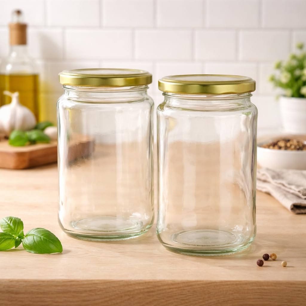 Pure Source India 750ml Clear Glass Jar with Airtight Metal Lid | Storage Jar for Kitchen, Pantry, Spices & Crafts