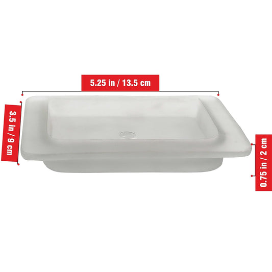 Pure Source India Stylish Durable Rectangular Design Glass Frosted Soap Dish for Hand Cleanser, Body Wash, Bathroom Shower Use