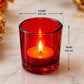 Pure Source India Set of 12 Glass Votive Tealight Candle Holders - Living Room Side Table Home Decoration (Glass, Pack of 12, Red)