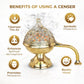 Pure Source India Brass Dhoop Dani for Pooja, Bakhoor & Loban Burner, Heavy Incense Holder with Handle, 8 Inch (600g), Traditional Agarbatti Stand for Home, Temple, Meditation & Festive Decor