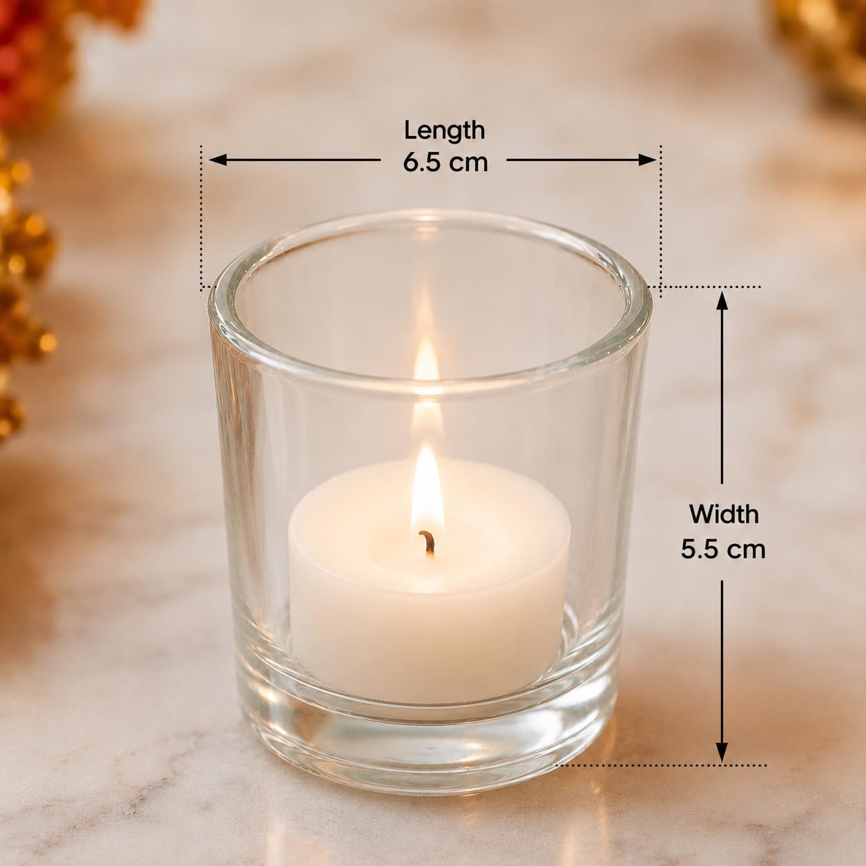 Pure Source India Pack of 4, Clear Tea Light Votive Glass Candle Holders – Perfect for Diwali, Weddings, Spa & Holiday Décor
