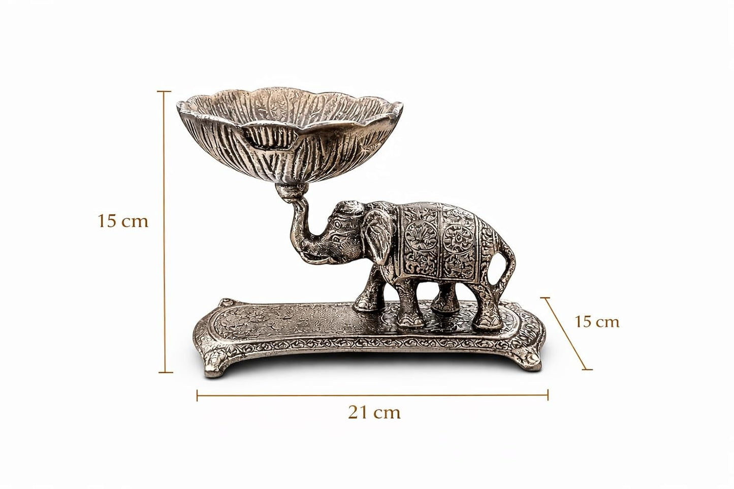 Pure Source India Silver Elephant Urli Bowl/Decorative Bowl for Home Decor, Floating Flowers, Candle Holder and Temple