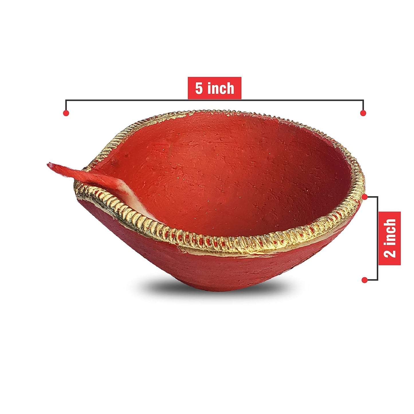 Pure Source India Traditional Handmade Earthen Clay Big Size Diya for Laxmi Pooja Multi Colour
