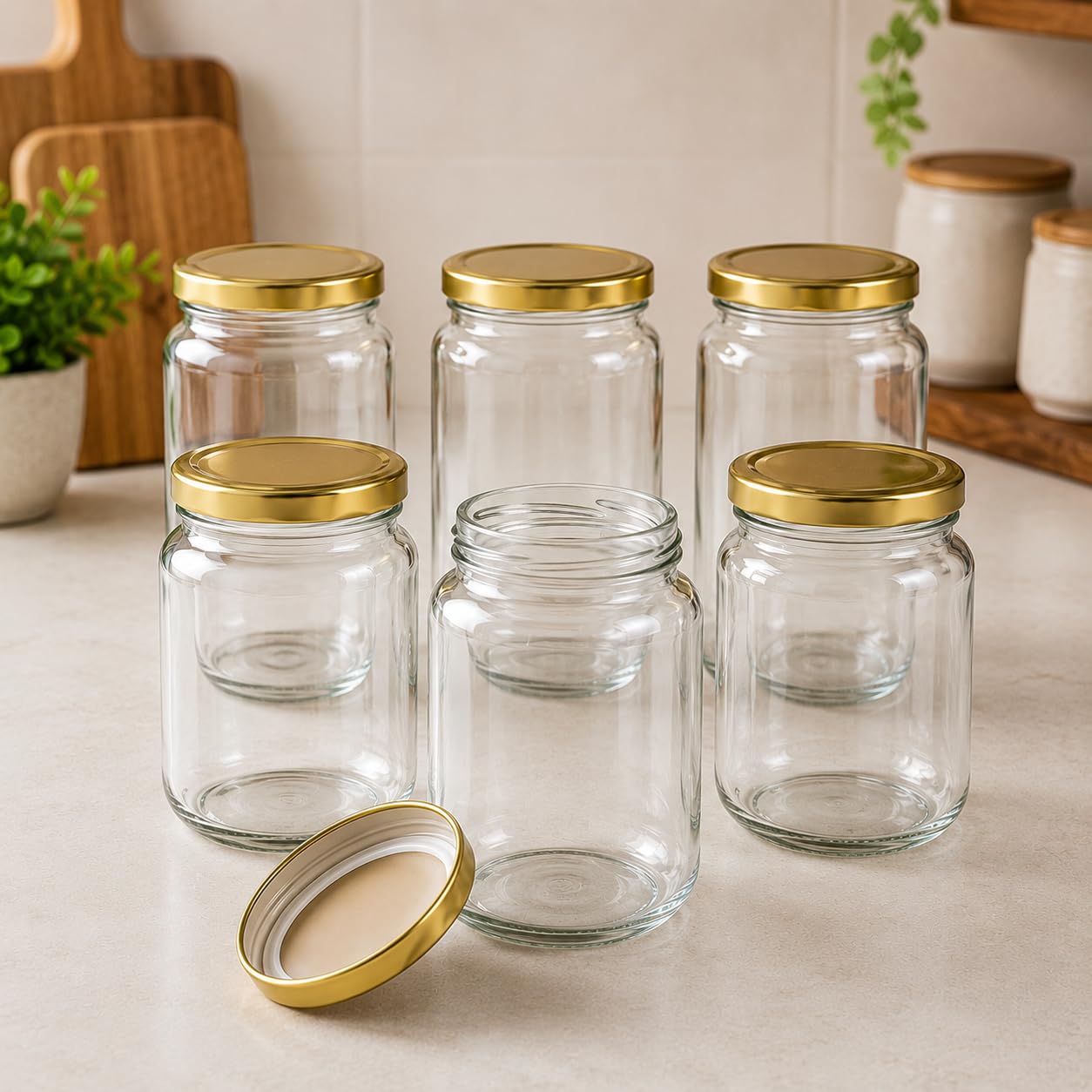 Pure Source India Glass Jar Container, with Airtight Lid, Suitable for Kitchen Stuff, Capacity-1 Ltr