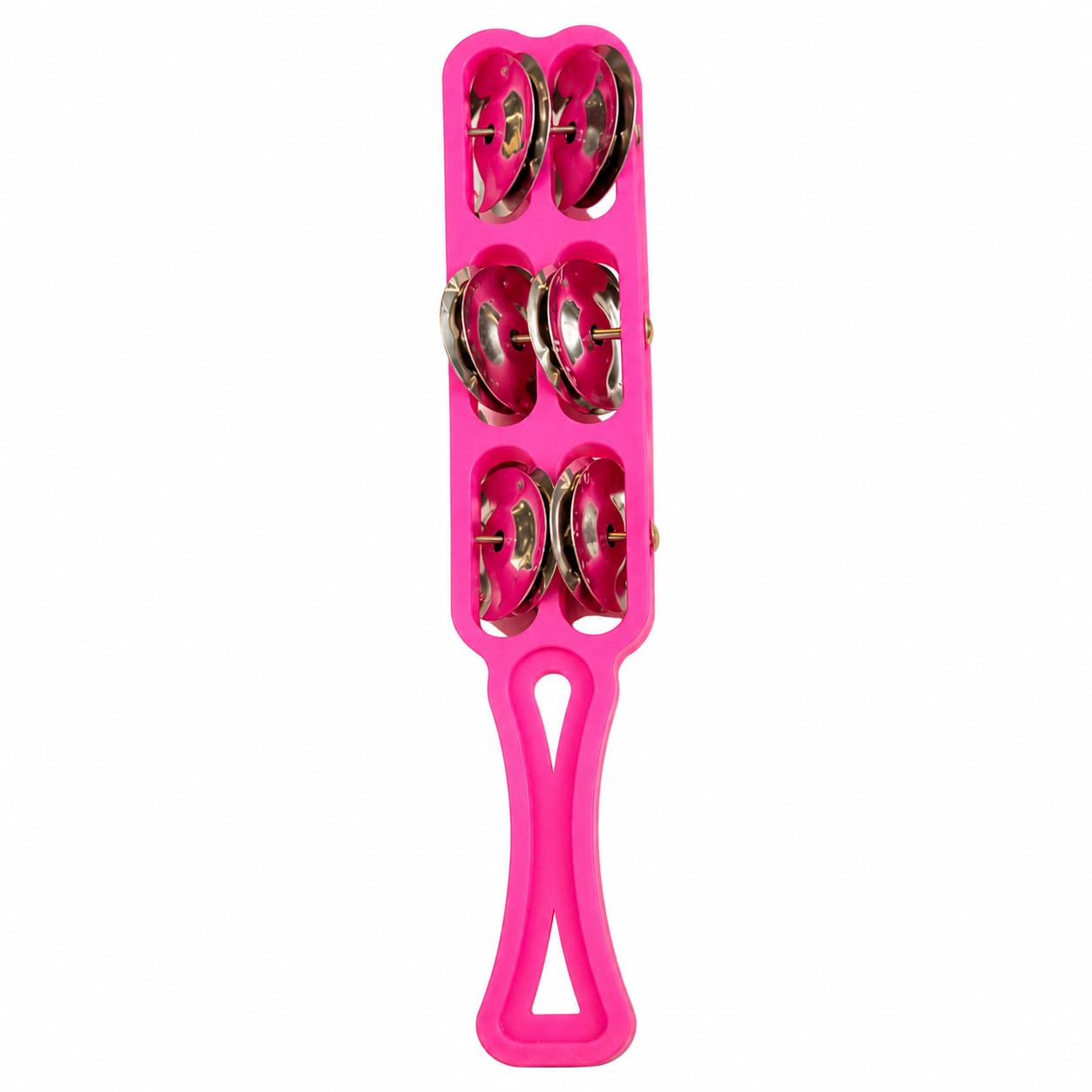 Pure Source India Handheld Plastic Tambourine Pack of 2 | 3-Pair Metal Jingle Percussion Instrument | Ideal for Bhajan, Kirtan, Pooja, Aarti, Garba, Music Practice & Cultural Events | Pink