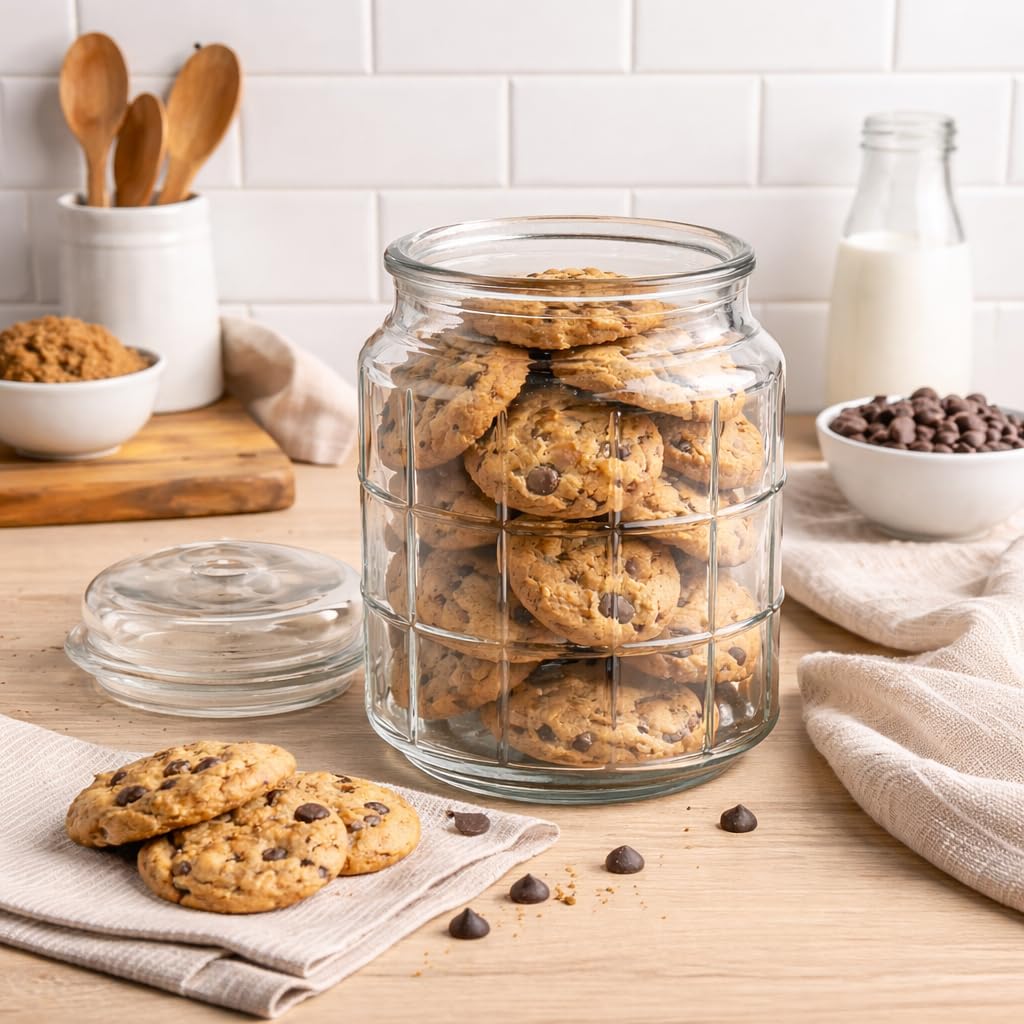 Pure Source India 500ml Glass Jar With Air Tight Glass Lid for Kitchen Storage Pickle Jar Round Glass Jar Sauce Jar Jam Jar