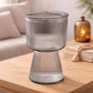 Pure Source India Decorative Ribbed Glass Vase 7.5Inch with Pedestal Base – Modern Flower Vase for Living Room & Tabletop