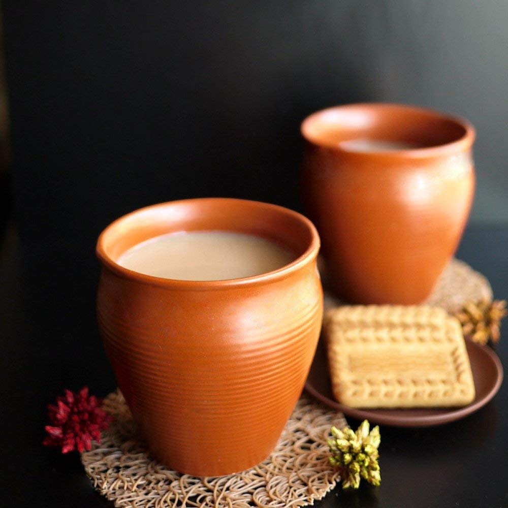Pure Source India 200ml Earthen Clay Cups Kullad Coffee Tea Chai Mug  Matka Curd Cups