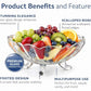 Pure Source India 8-Inch Clear Glass Fruit Bowl with Footed Base – 1.5 Liter Capacity Decorative Serving Bowl for Fruit, Salad & Home Décor
