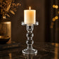 Pure Source India Glass Candle Holder for Pillar & Taper Candles | Elegant Crystal Candlestick Stand for Dining Table, Wedding, Home Décor