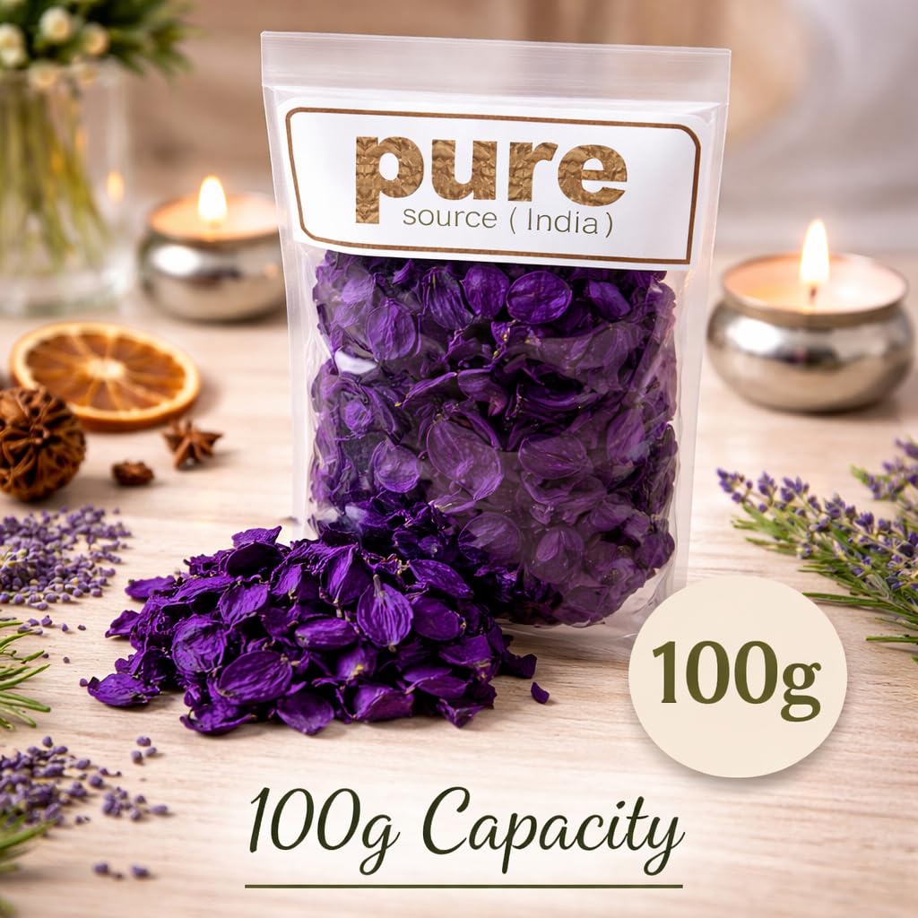 Pure Source India Blue, Potpourri – Natural Dried Flower Fragrance Lavender | Long Lasting Home Fragrance | Decorative Bowl Filler | Wardrobe & Car Freshener | Essential Oil Infused (Blue, 100gm)