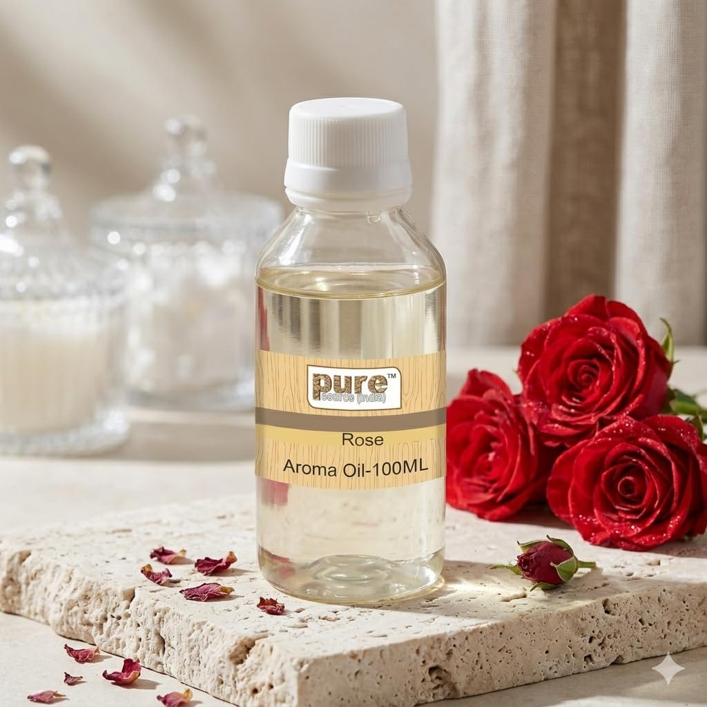 Pure Source India Rose Aroma Oil | Premium Fragrance Oil for Diffuser, Aromatherapy, Meditation, Candles, Soap Making, Humidifier & Home Air Freshener