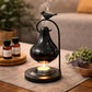 Pure Source India Ceramic Oil Burner with Metal Stand, Hanging Aromatherapy Diffuser, Decorative Bird Design, 9 Inch for Home Décor, Meditation & Gifting