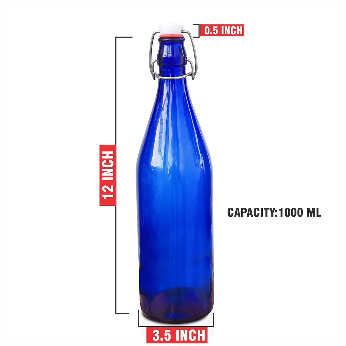 Pure Source India Glass water Bottle Airtight 1000 ml, Blue