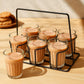 Pure Source India Cutting Chai Glasses with Iron Stand, Set of 6 | 120ml Transparent Tea Glasses for Home, Kitchen, Café, Restaurant & Dhaba | Chai Cups for Serving Tea & Coffee