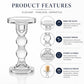 Pure Source India Glass Candle Holder for Pillar & Taper Candles | Elegant Crystal Candlestick Stand for Dining Table, Wedding, Home Décor