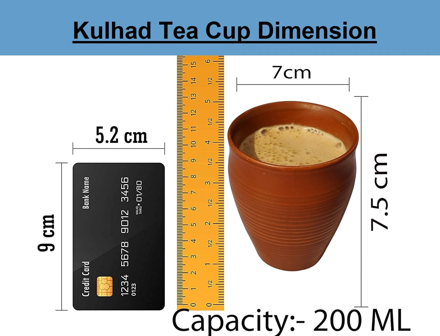 Pure Source India 200ml Earthen Clay Cups Kullad Coffee Tea Chai Mug  Matka Curd Cups