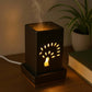 Pure Source India Ceramic Electric Aroma Oil Burner with Tree Cut-Out Design – 21 cm Decorative Fragrance Warmer (Black)