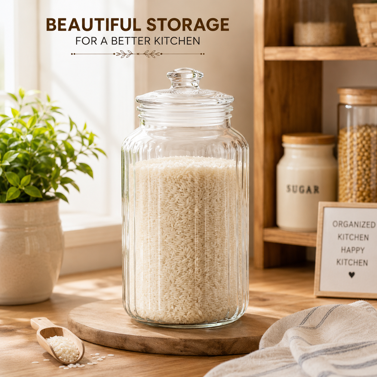 Pure Source India 3 Ltr Glass Jar Container With Air Tight Lid, Capacity