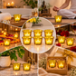 Pure Source India Yellow Makhan Votive Glass Tealight Candle Holder Set of 6 With Tealight for Diwali, Pooja, Rangoli & Home Décor