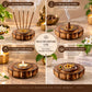 Pure Source India Lotus Design Wooden Incense & Dhoop Cone Holder | 5 Stick Agarbatti Stand for Pooja Room