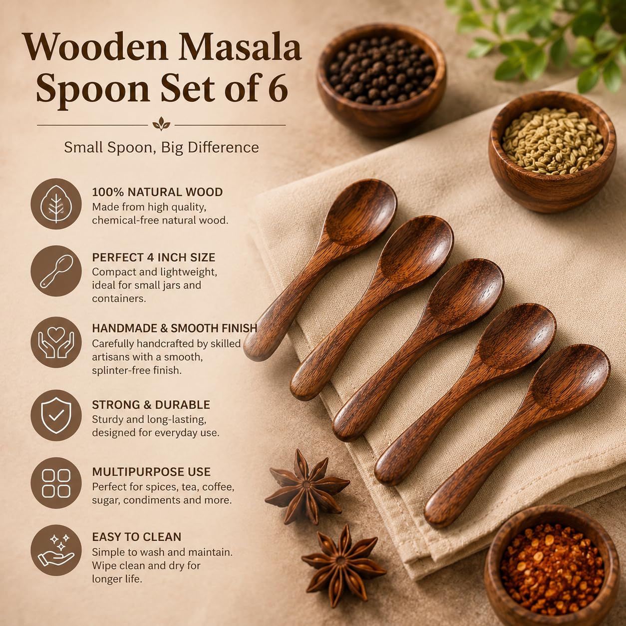 Pure Source India Wooden Spoon 4 Inch