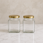 Pure Source India 150gm, Square Glass Jar with Gold Lug Cap | Airtight Food Storage Jar for Honey, Jam, Pickles, Spices & Preserves