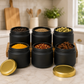 Black Colored Frosted Glass Jar Container with Airtight and Rust Resistance Metal Lid, 150 Gm