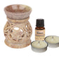 Pure Source India Soapstone Oil Burner Set, 4 Inch, Natural Brown