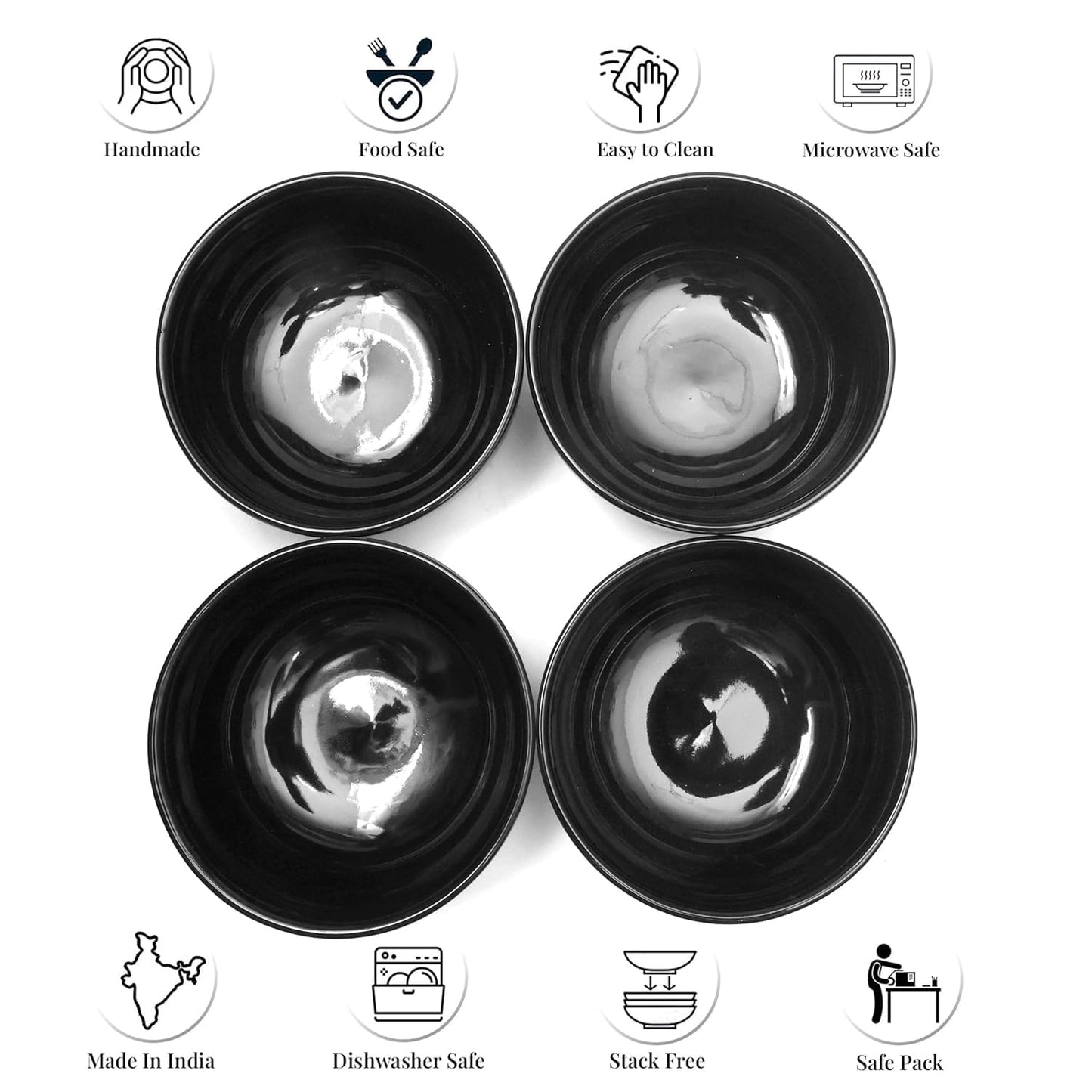 200ml, Black Ceramic Vegetable Bowl