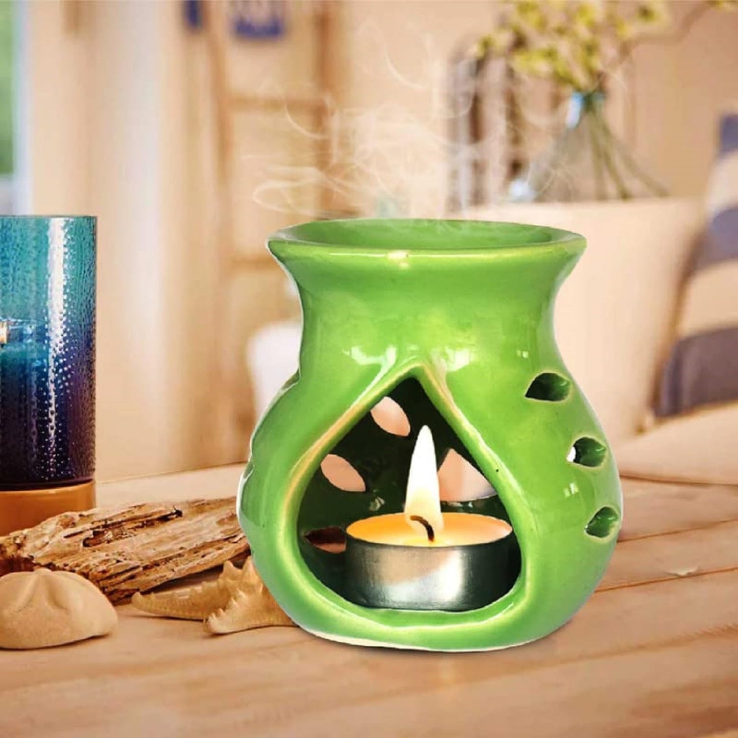 Pure Source India Regular Ceramic Aroma Burner Coming with 1 pc Free Candles