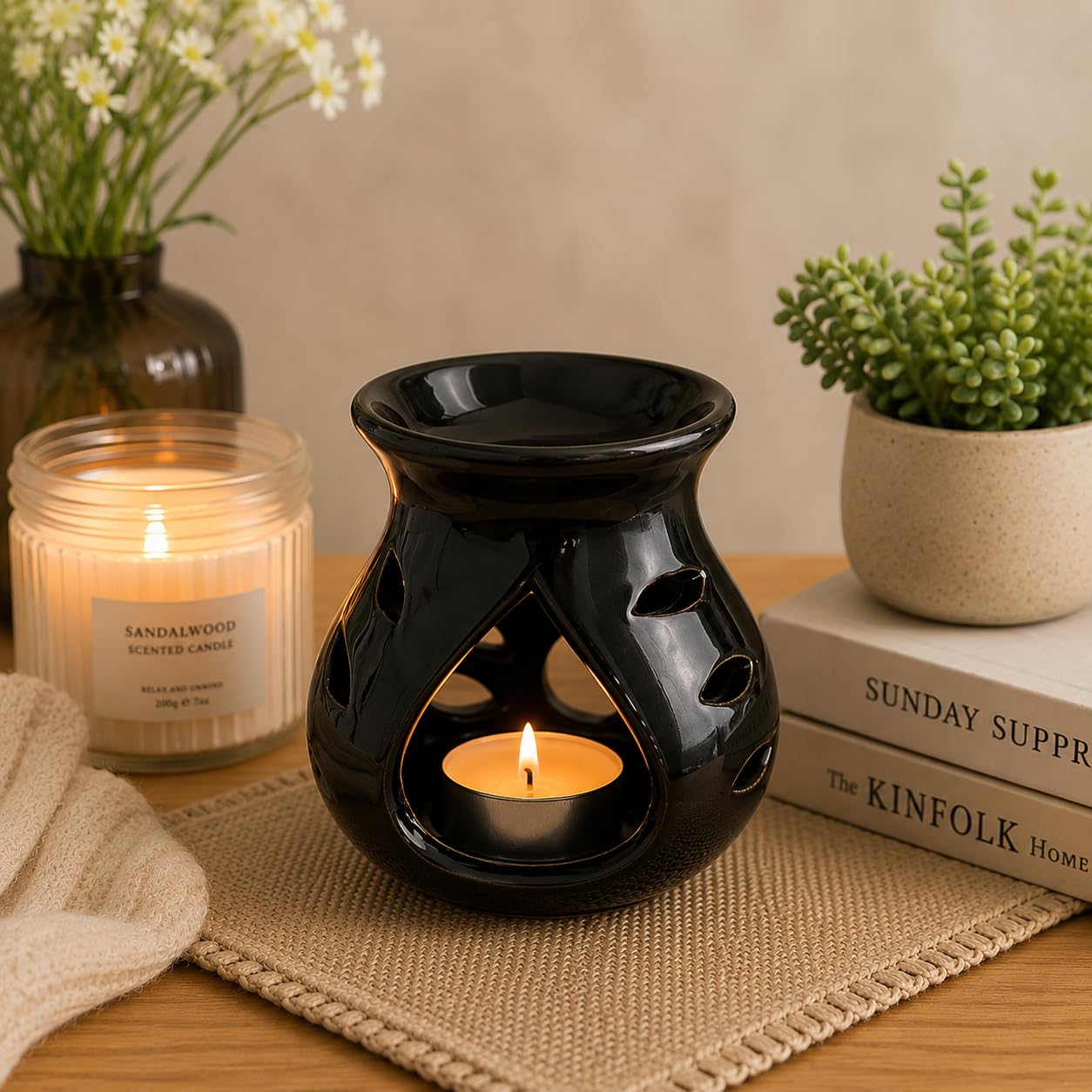 Pure Source India Regular Ceramic Aroma Burner Coming with 1 pc Free Candles