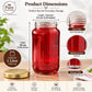 Pure Source India Red Glass Jar with Gold Metal Lid, (1000ml), Airtight Kitchen & Pantry Container, Multipurpose Food Storage Jar