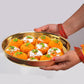 Pure Source India Pure Brass Hammered Thali/Tray, Heavy Weight Dinner Plate, Gold, Round, Pack of 1