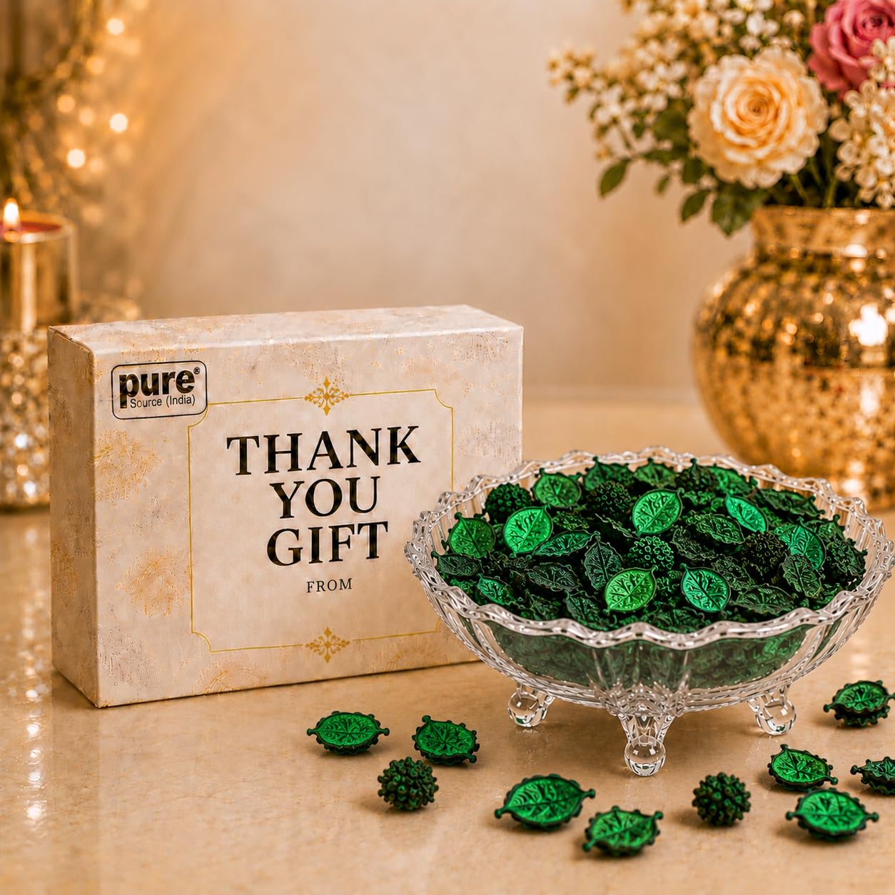 Decorative Glass Potpourri Bowl with Fragrant Potpourri | Ready-to-Gift Shrink Wrapped | Thank You Gift | Home Decor, Center Table, Living Room & Festive Decoration