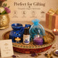 Pure Source India Diwali Gift Set with Blue Elephant Aroma Burner, Aroma Oil, Scented Candle & Potpourri Potli | Festive Home Fragrance Gift Hamper
