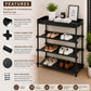 4 Tier Shoe Rack Organizer with Top Storage Shelf, Metal Shoe Stand for Entryway, Closet, Bedroom & Hallway, Space Saving Storage Rack, Black