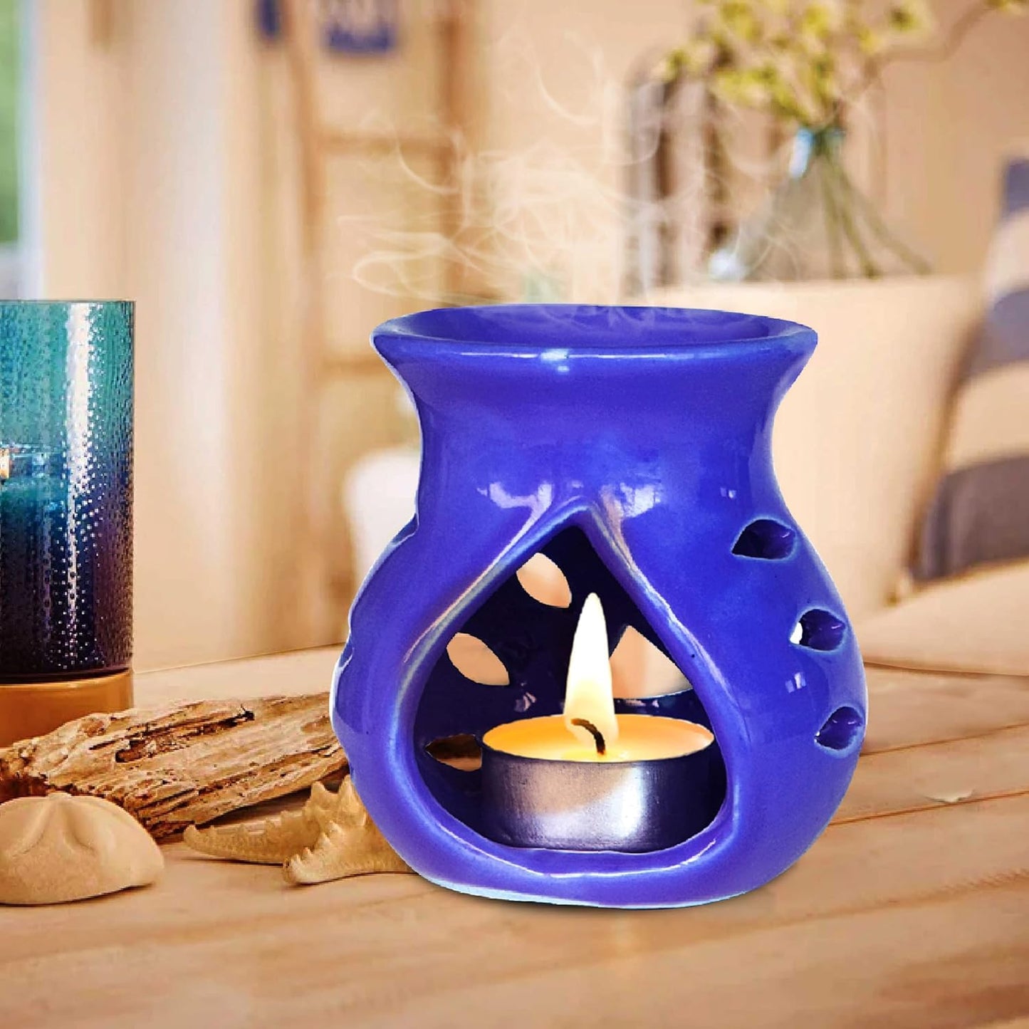 Pure Source India Regular Ceramic Aroma Burner Coming with 1 pc Free Candles